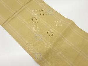 縞に抽象菱模様織出し名古屋帯